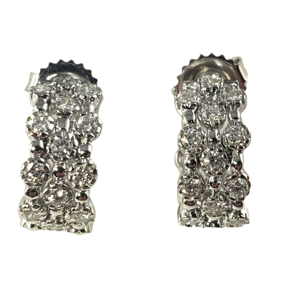 18 Karat White Gold and Diamond Cuff Earrings #13805